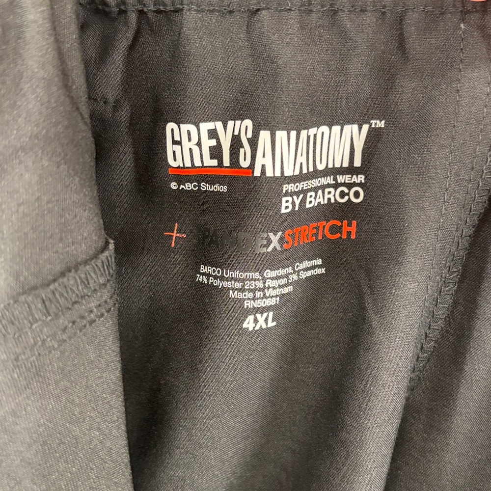 NWT--Grey's Anatomy Black Scrub Pant Spandex Stretch Size 4XL - Picture 8 of 9